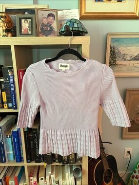 Rouje Pale Lavender Ribbed Knit Top